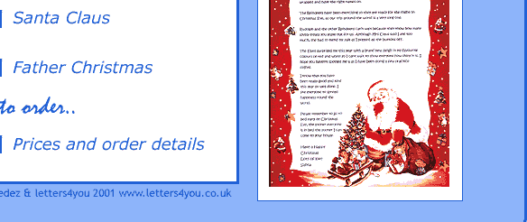 Letters4you sends a letter from Santa Claus to your child for Christmas, happy holidays surprise your child this christmas, xmas, with a letter from santa.